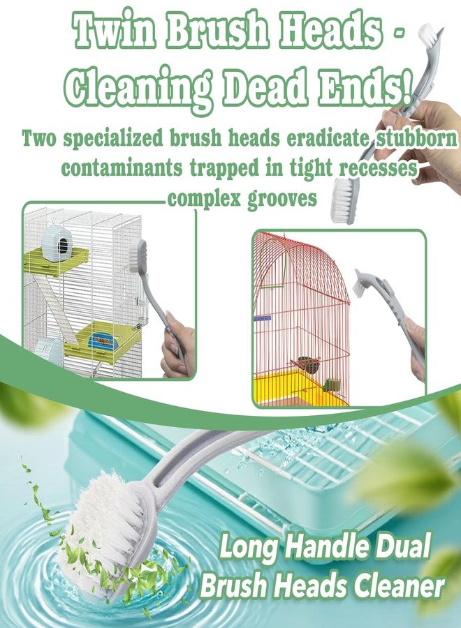 Mtuiewo 2 Pcs Bird Cage Cleaner Brush & Scoop with Long Handle and Curved Brush Head, 2-in-1 Bird Cage Cleaner with Front and Back Brushes for Kennel, and Parrot Perch Cleaning - Image 4